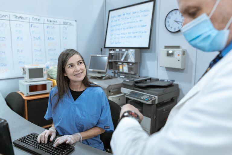 Doctor talking to nurse